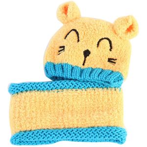 Leuke Baby Peuter Herfst Winter Beanie Warme Muts Hooded Sjaal Oorklep Kat Leuke Gebreide Cap Kids