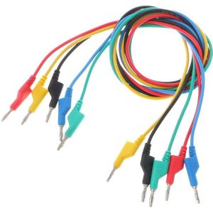 5 Pcs 4Mm Dual Banana Plug Glad Lead Test Kabel Voor Multimeter 1M 5 Kleuren T8WE