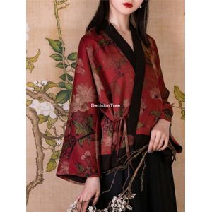 Satin Blouses Lady Casual Shirt Traditionele Chinese Stijl Top Klassieke Blouse Vintage Afdrukken Qipao Vrouwelijke Cheongsam Tops