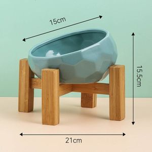 Keramische Kat Voedsel Water Kom Met Hout Stand Grote Capaciteit Katten Honden Eten Drinken Feeders Huisdier Verhoogde Voerbak