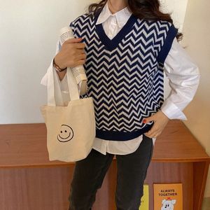 Trui Vest Vrouwen V-hals Effen Alle-Match Koreaanse Stijl Preppy Casual Womens Chic Losse Herfst Mode Breien Vesten Ulzzang