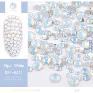 350 Pcs SS4-SS20 Mix Size Roze Opal Kristal Nagel Strass Plaksteen Niet Hotfix Glas Gems 3D Charm Strass Nail Art decoraties