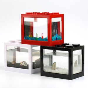 Gesuperponeerd Mini Aquarium Vissenkom voor Rumble Fish Marimo Spider Marimo (Geen USB Geen Licht)