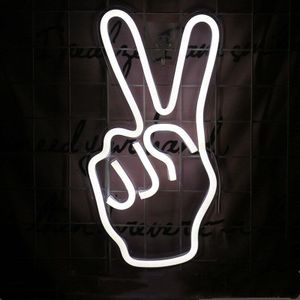 Led Neon Teken Lichtgevende Hanger Neon Licht Gitaar Victory Hand Neon Teken Voor Home Decoratie Lampen Cool Night Lights