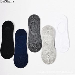 5 Pairs Zomer Dunne Onzichtbare Katoen Mannen Sokken Siliconen Antislip Sok Voor Mannen Ademende Pure Kleur Sokken mode Boot Sokken