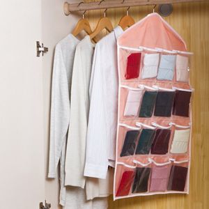 Opvouwbare 16 Zakken Garderobe Opknoping Organisatoren Sokken Slips Kleding Closet Schoenen Onderbroek Hanger Organizer #0515