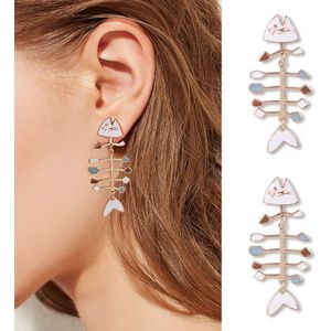 Valentijnsdag Oorbellen Ocean Dangle Visgraat Vis Oorbellen Overdreven Oorbellen Voor Vrouwen Meisje 2.1x0.93inches