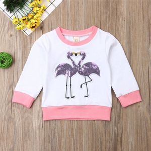 Pudcoco Herfst Peuter Kids Baby Meisje Flamingo Print Lange Mouwen Casual Sweatshirts Pullover Tops T-Shirt
