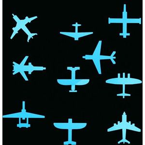 10pcs Planes Lichtgevende Wandschakelaar Sticker Kinderkamer Glow in Dark Vliegtuig Sticker Jongen Slaapkamer Vliegtuig Vliegtuigen Sticker