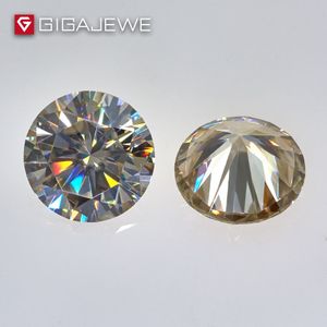 GIGAJEWE 6mm 0.8ct Geel Champagne VVS1 Ronde Uitstekende Cut Moissanite Losse Stenen Diamant Test Geslaagd Lab Gem Voor Maken