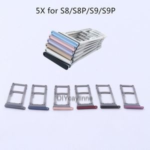 5Pcs Sim Card Tray Holder Voor Samsung Galaxy S8 G950 G955 S9 Plus G960 G65 Singal Dual Adapter Vervanging onderdelen