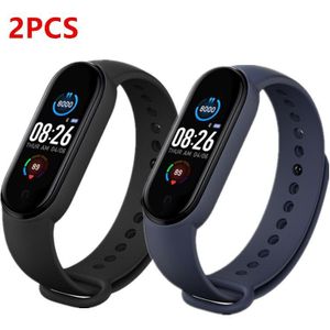 2Pcs M5 Smart Horloge Sport Fitness Tracker Stappenteller Hartslag Bloeddrukmeter Bluetooth M5 Band Smart Armband Mannen vrouwen