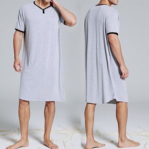 100% Brand Mannen Casual Losse Korte Mouwen Comfy Nachthemd Slaap Gewaad T-shirt Nachtkleding Katoen Blends