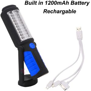 Usb Opladen/3 * Aa 36 + 5LED Magnetische Werk Hand Zaklamp Emergency Inspectie Werk Fakkel Hook Magneet draagbare Lantaarns