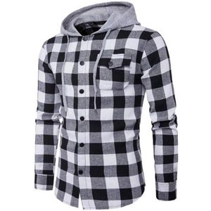 Covrlge Mannen Mode Hooded Shirt Najaar Mannen Lange Mouw Rode Plaid Shirts Casual Denim Shirt Grote Maten menswear MCL182