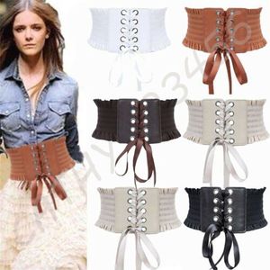 Retro Britse Vrouwen Lace Up Oogje Katoen Corset Riem Hoge Taille Brede Stijl Riem