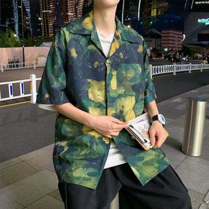 Casual Shirts Mannen Grote Omvang Mannelijke Kleding Zomer Mannen Korte Mouwen Shirt Harajuku Losse Tie Dye Tops Fashions Blouse vintage