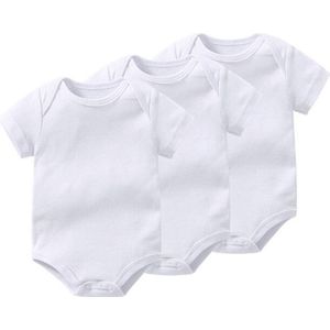 Pasgeboren Baby Kleding Baby Rompertjes Korte Mouw Meisje En Jongen Kleding Baby Pak 100% Katoen Zacht Ademend Wit 0-18 Maanden