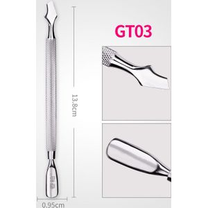 3 Type Double-End Zilver Cuticle Remover Rvs Vinger Dode Huid Gesneden Manicure Roeren Staven Nail Art Pusher gereedschap
