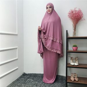 2 Stuk Hijab Jurk Moslimvrouwen Gebed Khimar Jilbab Arabische Overhead Abaya Kleding Ramadan Oman Pak Eredienst Midden-oosten