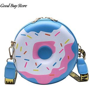 Donut Vorm Schoudertas Meisjes Leuke Lederen Crossbody Tassen Ronde Handtassen Portemonnees Vrouwen Mini Casual Travel Pouch Bolsa Handtas