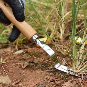 Roestvrij Staal Handmatige Wieder Vork Houten Handvat Tuin Transplanteren Graven Losse Grond Tuingereedschap Hand Vork