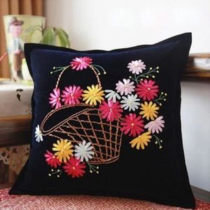 Roze Rozen Bloemen Lint Borduren Kit Toolkit Kussenhoezen Kussensloop Home Unfinished Diy Handgemaakte