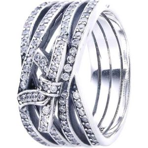 Authentieke 925 Sterling Zilveren Ring Delicate Gevoelens Lint Draaien Ringen Voor Vrouwen Wedding Party Fijne Europa Sieraden