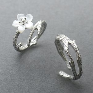 Thaya White Cherry Blossom Zilver Ring S925 Zilveren Natuurlijke Parel Shell Bloem Tak Ringen Voor Vrouwen Elegante Dames Sieraden