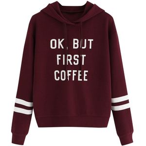 Womens Hoodies Sweatshirt Herfst Lange Mouw Patchwork Trekkoord Sweatshirt Hoodie Tops Hoodie Vrouwen Brief Hoodies