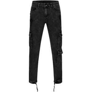 Mannen Jeans Stretch Casual Biker Jeans met Rits Mode Fold Skinny Hiphop Punk Multi Pockets Slim Denim Broek mannen