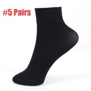 5 Pairs Herfst Winter Warm Sokken Dames Meisjes Effen Kleur Brede Mond Nylon Enkelsokken Vrouwen Mannen Sokken zwart/Naakt