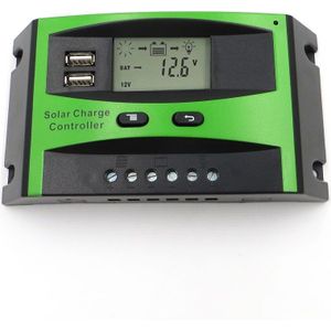 60A 50A 40A 30A 20A 10A 12V 24V PWM zonnepaneel accu Laadregelaar Regulator LCD Display USB 5V Mobiele Telefoon Oplader