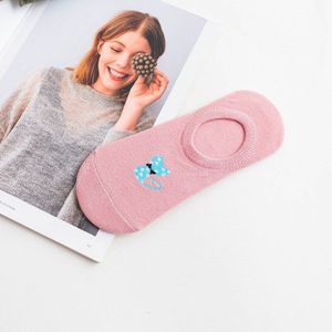 5 Pairs vrouwen Katoenen Sokken leuke cartoon kat gedrukt Onzichtbare antislip Boot Sokken Vrouwen Grappige Sok Slippers