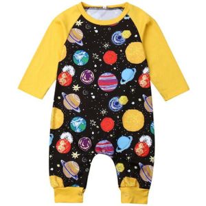 Pasgeboren Baby Kleding Lange Mouw Romper Bloemen O-hals Casual Jumpsuit Melkweg Print Outfit 0-24M