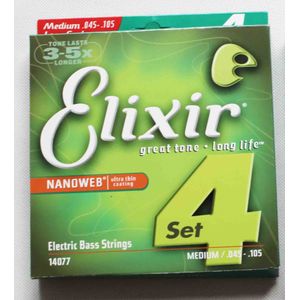 Nanoweb 4 strings Elixs 14077 elektrische Bas snaren set ultra dunne coating 5 snaren 14777 bass draden bass cords