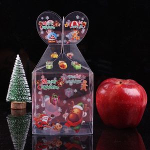 20 Pcs Pvc Transparante Bonbondoos Kerst Decoratie Doos En Verpakking Kerstman Sneeuwpop Elanden Rendieren Candy Apple Dozen