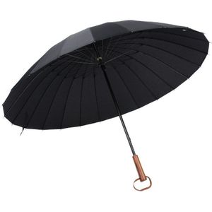 24K Lange Paraplu Heren Voor Dames Effen Kleur Reizen Winddicht Paraplu Lange Houten Handvat Paraplu Outdoor