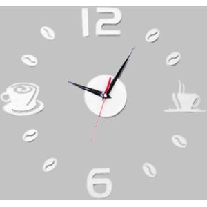 Koffie Cups Keuken Wall Art 3d Diy Wandklokken Spiegel Klok Modern Horloges Home Decoratie Diy Decor Sticker Living kamer