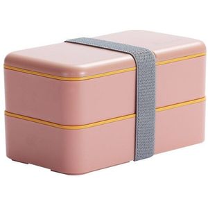 1200Ml Dubbele Lagen Lunchbox Met Lepel Mode Draagbare Magnetron Bento Box Gezonde Plastic Voedsel Opslag Container Lunchbox