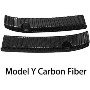 Voor Tesla Model 3/Y 2Pcs Koolstofvezel Auto Achterbumper Kofferbak Guard Deur Inner Sill Protector rvs Cover
