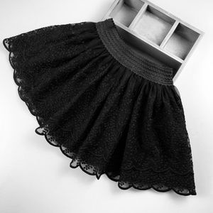 Meisjes Zomer Kant Rok Geborduurde Rokken Wit Zwart Tutu Pluizige Pettiskirt Kids Princess Party Dance Rok Zachte Tutu Bloemen