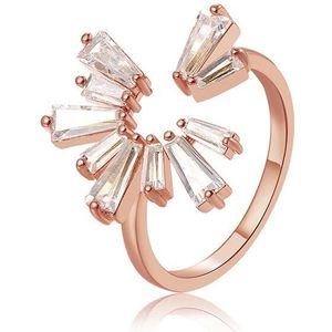 ERLUER stijl Rose gold ringen voor vrouwen Meisje Mode zilveren kristallen Zirkoon Verstelbare finger ring Wedding party sieraden