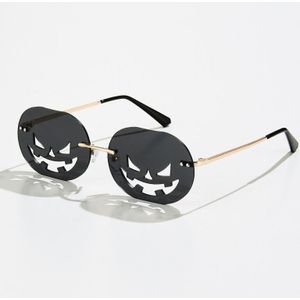 Randloze Pompoen Vorm Zonnebril Vrouwen Mannen Oval Lichtmetalen Kerst Zonnebril Vrouwelijke Pompoen Punk Brillen Oculos