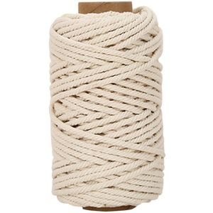 Duurzaam 100M Beige Katoenen Koord Natuurlijke Beige Twisted Cord Touw Craft Macrame String Diy Handgemaakte Huis Decoratieve Supply