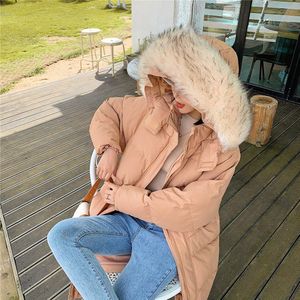 Herfst Vrouwen Vrouwelijke Ultra Light Slim Dunne Rits Warm Veer Lange Jas Goede Qualit Hooded Grote Bontkraag Chic donsjack