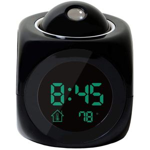 Lcd Projectie Led Display Tijd Digitale Wekker Praten Voice Prompt Thermometer Snooze Functie Desk Night Lamp