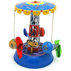 Klassieke Tin Wind Up Uurwerk Speelgoed Ruimte Capsule Carrousel Wind-Up Tin Toy Voor Kinderen Volwassenen Educatief Collectie