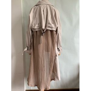 Effen Kleur Vrouwelijke Windjack Jassen Koreaanse Geplooid Chiffon Splice Uitloper Losse Trenchcoat Voor Vrouwen Dunne Mantel