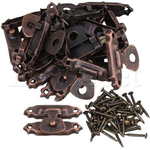 15 X Mini Sieraden Case Metalen Decoratieve Houten Deksel Rood Brons Klink Catch